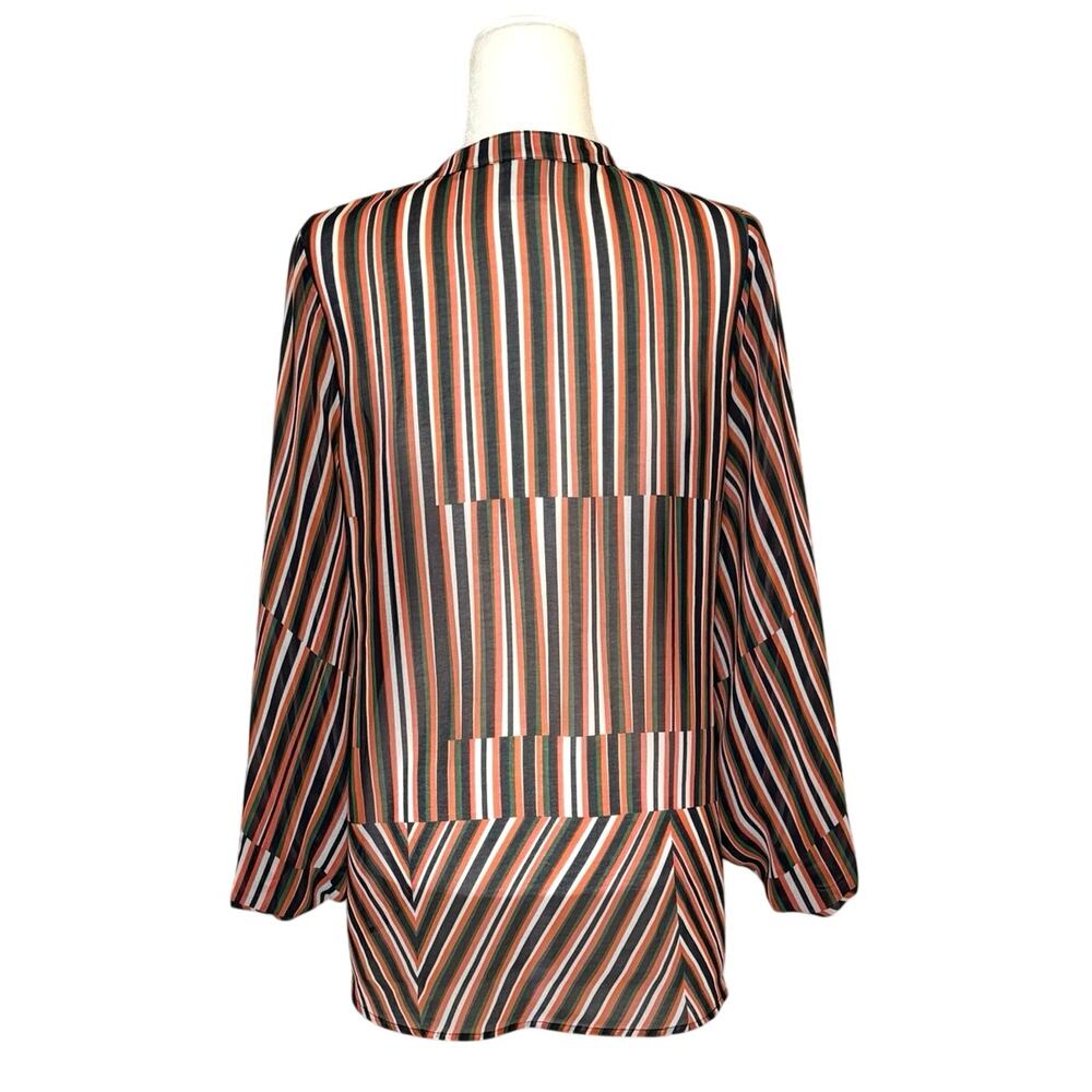 CAbi Women’s S Striped Chiffon Balloon Sleeve Blouse - Picture 5 of 15